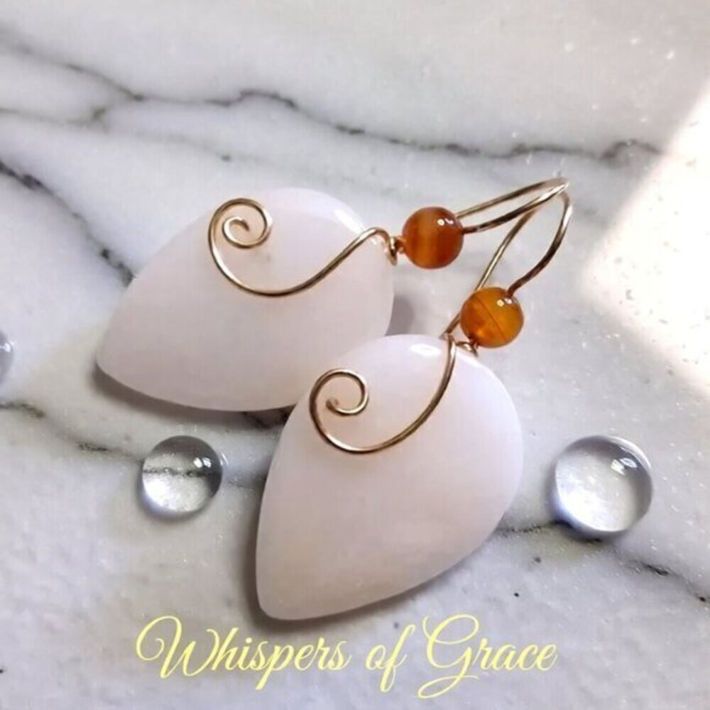 OOAK White & Brown Statement Teardrop Earrings! Femininity Class Grace Elegance - Picture 9 of 11
